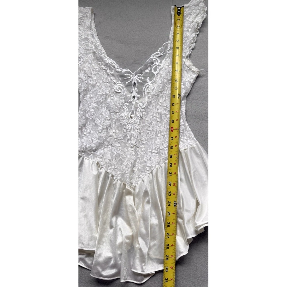 VTG Lace Delicates Coquette White Lace Satin Ballerina Babydoll Slip Lingerie L - Picture 9 of 16